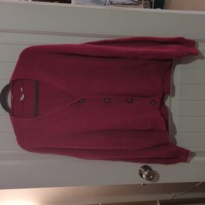 GAP Women's Raspberry Rose V-Neck Button Cardigan Size XXL